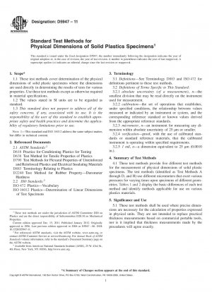 Standard Test Methods for  Physical Dimensions of Solid Plastics Specimens