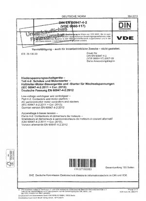 Low-voltage switchgear and controlgear - Part 4-2: Contactors and motor-starters - AC semiconductor motor controllers and starters (IEC 60947-4-2:2011 + Cor.: 2012); German version EN 60947-4-2:2012