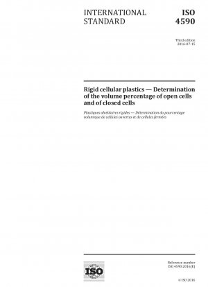 Rigid cellular plastics - Determination of the volume percentage of open cells and of closed cells