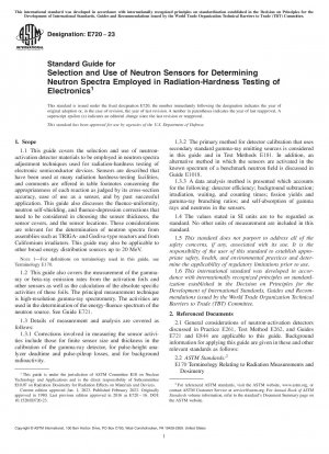 Standard Guide for Selection and Use of Neutron Sensors for Determining Neutron Spectra Employed in Radiation-Hardness Testing of Electronics