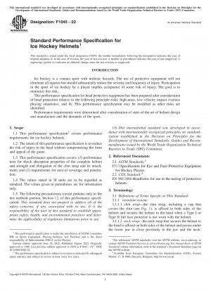 Standard Performance Specification for Ice Hockey Helmets