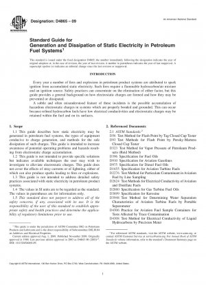 Standard Guide for Generation and Dissipation of Static Electricity in Petroleum Fuel Systems