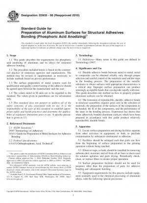 Standard Guide for Preparation of Aluminum Surfaces for Structural Adhesives Bonding (Phosphoric Acid Anodizing)