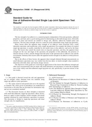 Standard Guide for Use of Adhesive-Bonded Single Lap-Joint Specimen Test Results