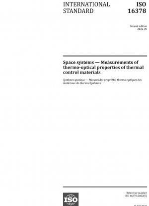Space systems — Measurements of thermo-optical properties of thermal control materials