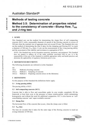 Methods of testing concrete, Method 3.5: Determination of properties related to the consistency of concrete — Slump flow, T500 and J-ring test