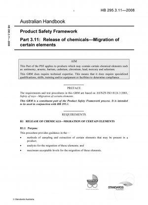 Product Safety Framework - Release of chemicals - Migration of certain elements