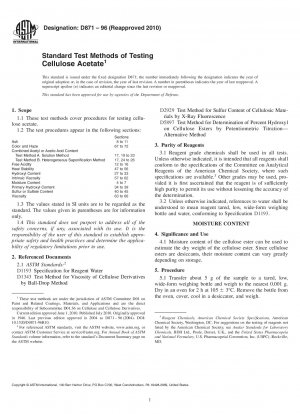 Standard Test Methods of Testing Cellulose Acetate