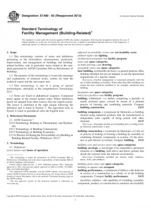 Standard Terminology of  Facility Management (Building-Related)