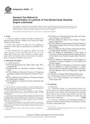 Standard Test Method for  Determination of Lubricity of Two-Stroke-Cycle Gasoline Engine   Lubricants