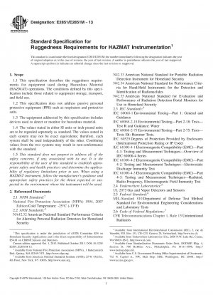 Standard Specification for Ruggedness Requirements for HAZMAT Instrumentation