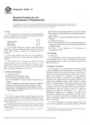 Standard Practices for the  Measurement of Radioactivity