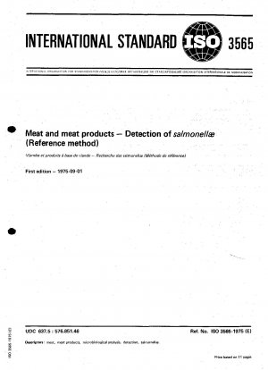 Meat and meat products — Detection of salmonellae (Reference method)