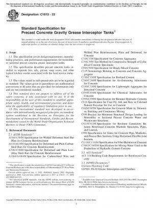 Standard Specification for Precast Concrete Gravity Grease Interceptor Tanks