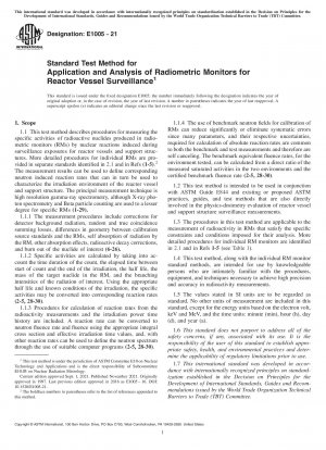 Standard Test Method for Application and Analysis of Radiometric Monitors for Reactor Vessel Surveillance