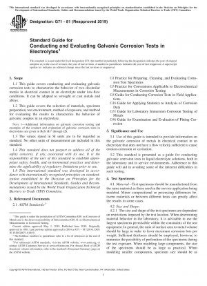 Standard Guide for Conducting and Evaluating Galvanic Corrosion Tests in Electrolytes