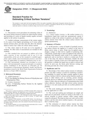 Standard Practice for Estimating Critical Surface Tensions