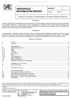 Guidance on the Impact of Fuel Properties on Fuel System Design and Operation