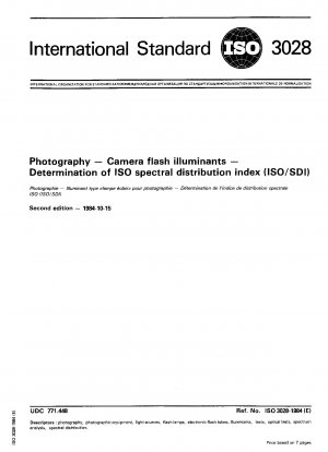 Photography; Camera flash illuminants; Determination of ISO spectral distribution index (ISO/SDI)