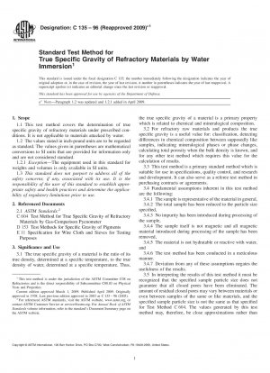 Standard Test Method for True Specific Gravity of Refractory Materials by Water Immersion