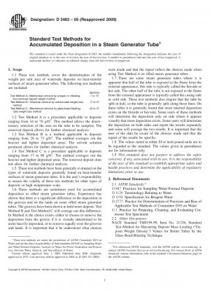 Standard Test Methods for Accumulated Deposition in a Steam Generator Tube