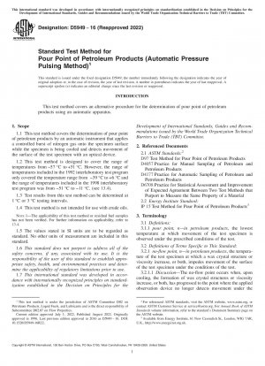 Standard Test Method for Pour Point of Petroleum Products (Automatic Pressure Pulsing Method)