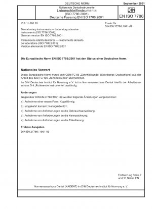 Dental rotary instruments - Laboratory abrasive instruments (ISO 7786:2001); German version EN ISO 7786:2001