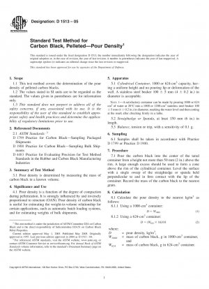Standard Test Method for Carbon Black, Pelleted8212;Pour Density