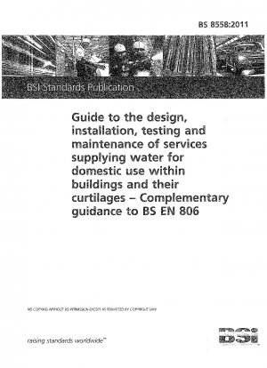 Guide to the design, installation, testing and maintenance of services supplying water for domestic use within buildings and their curtilages. Complimentary guidance to BS EN 806