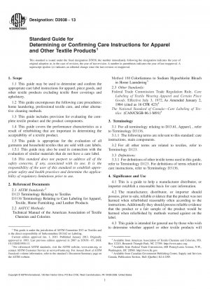 Standard Guide for  Determining or Confirming Care Instructions for Apparel and  Other Textile Products