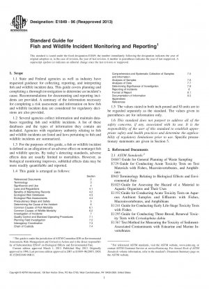 Standard Guide for  Fish and Wildlife Incident Monitoring and Reporting