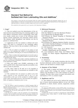 Standard Test Method for Sulfated Ash from Lubricating Oils and Additives