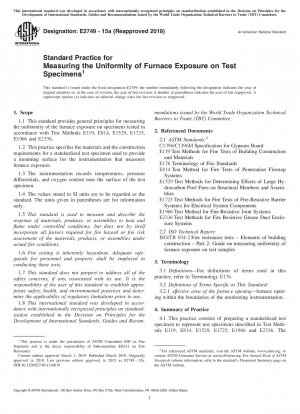 Standard Practice for Measuring the Uniformity of Furnace Exposure on Test Specimens