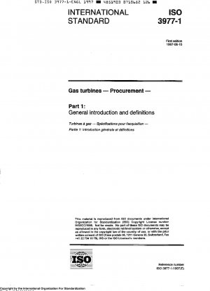 Gas turbines - Procurement - Part 1: General introduction and definitions