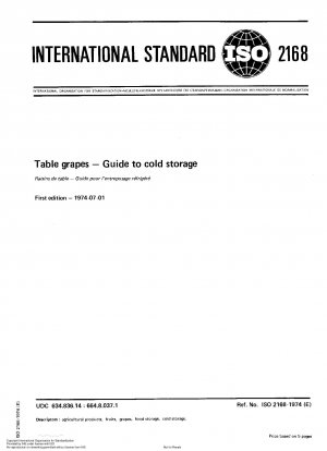 Table grapes; Guide to cold storage