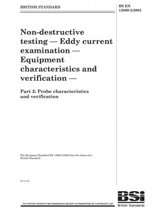 Non destructive testing - Eddy current examination - Equipment characteristics and verification - Probe characteristics and verification