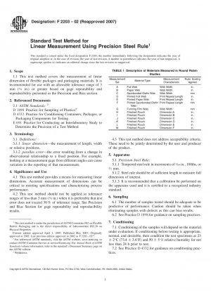 Standard Test Method for Linear Measurement Using Precision Steel Rule