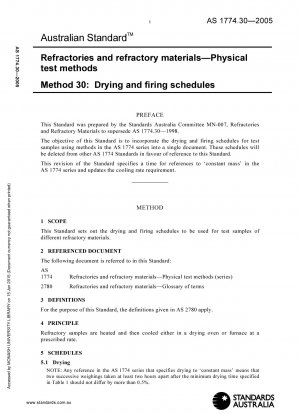 Refractories and refractory materials - Physical test methods - Drying and firing schedules