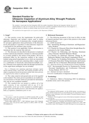 Standard Practice for Ultrasonic Inspection of Aluminum-Alloy Wrought Products for Aerospace Applications