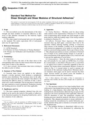 Standard Test Method for Shear Strength and Shear Modulus of Structural Adhesives (Withdrawn 2003)