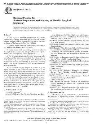 Standard Practice for Surface Preparation and Marking of Metallic Surgical Implants