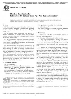 Standard Specification for Fabrication of Cellular Glass Pipe and Tubing Insulation