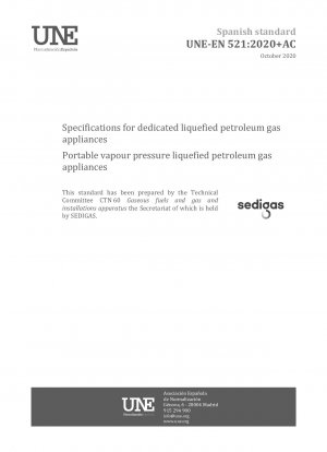 Specifications for dedicated liquefied petroleum gas appliances - Portable vapour pressure liquefied petroleum gas appliances