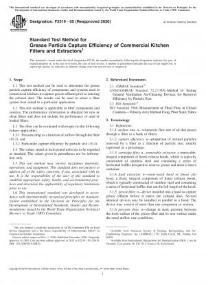 Standard Test Method for Grease Particle Capture Efficiency of Commercial Kitchen Filters and Extractors