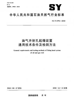 General requirements and testing methods of firing head system of oil and gas well