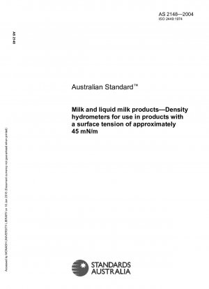 Milk and liquid milk products - Density hyrometers for use in products with a surface tension of approximately 45 mN/m