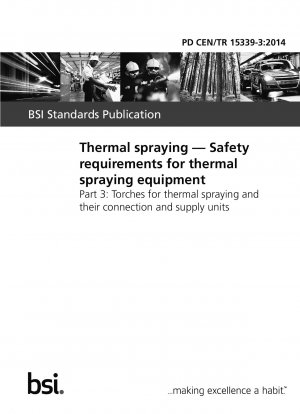 Thermal spraying - Safety requirements for thermal spraying equipment - Part 3: Torches for thermal spraying and their connection and supply units