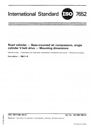 Road vehicles; Base-mounted air compressors, single cylinder V-belt drive; Mounting dimensions