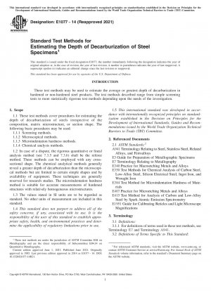 Standard Test Methods for Estimating the Depth of Decarburization of Steel Specimens