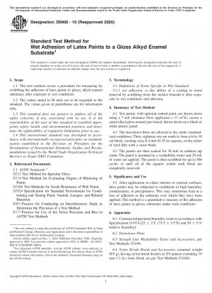 Standard Test Method for Wet Adhesion of Latex Paints to a Gloss Alkyd Enamel Substrate